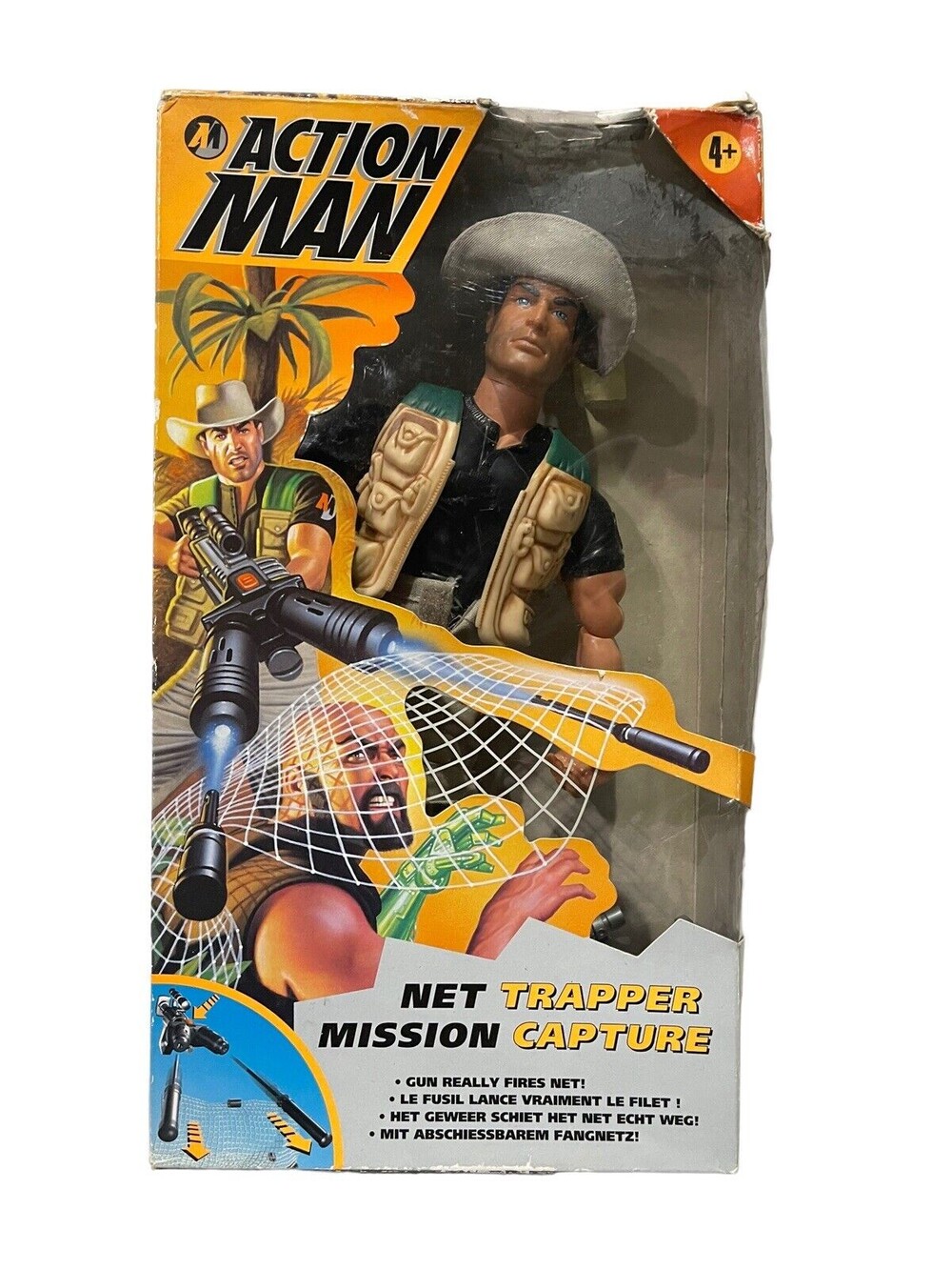RARE 1998 Action Man Net Trapper 12" Hasbro Figure Doll With Firing Net!